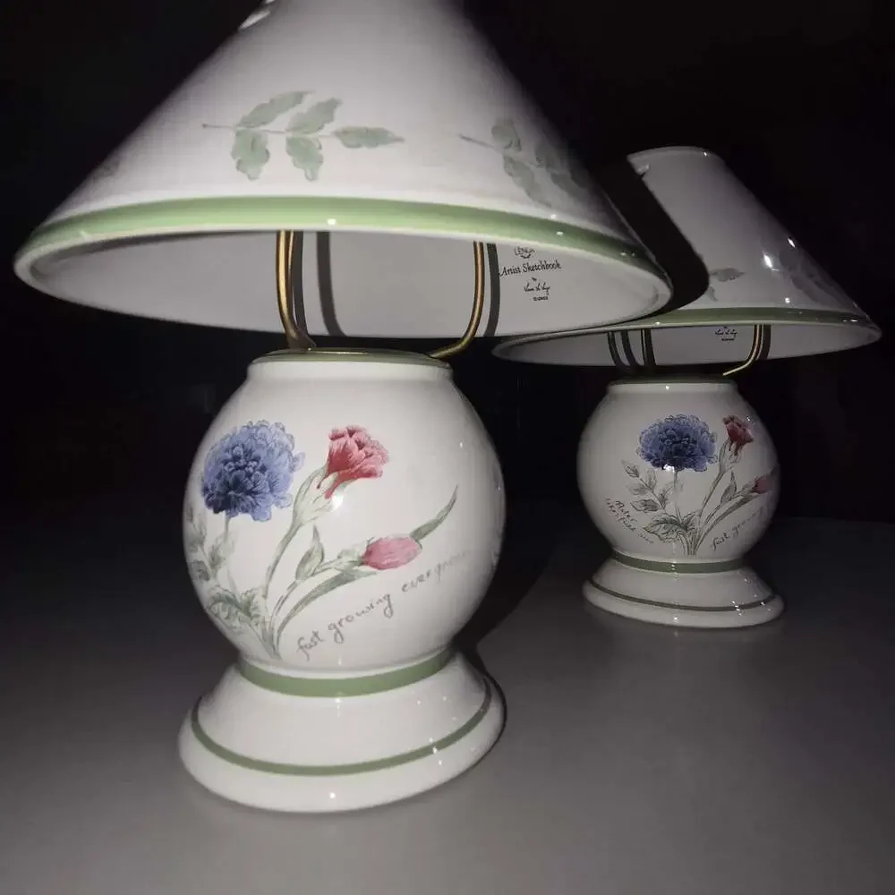 Set of 2 Lenox Artist Sketchbook by Louise Le Luyer Ceramic Candle Lamps